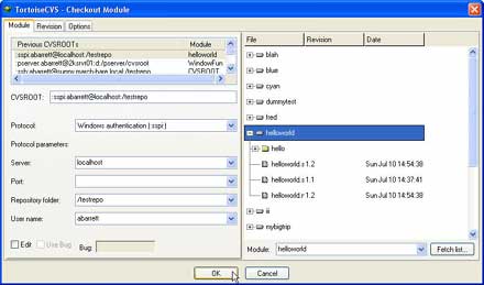 CVS Suite TortoiseCVS Checkout